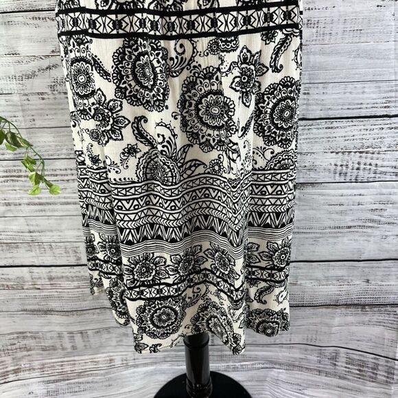 L.A. Harts Skirt size Small Black White Paisley Retro Flowers Hippie Midi Boho - Picture 8 of 13